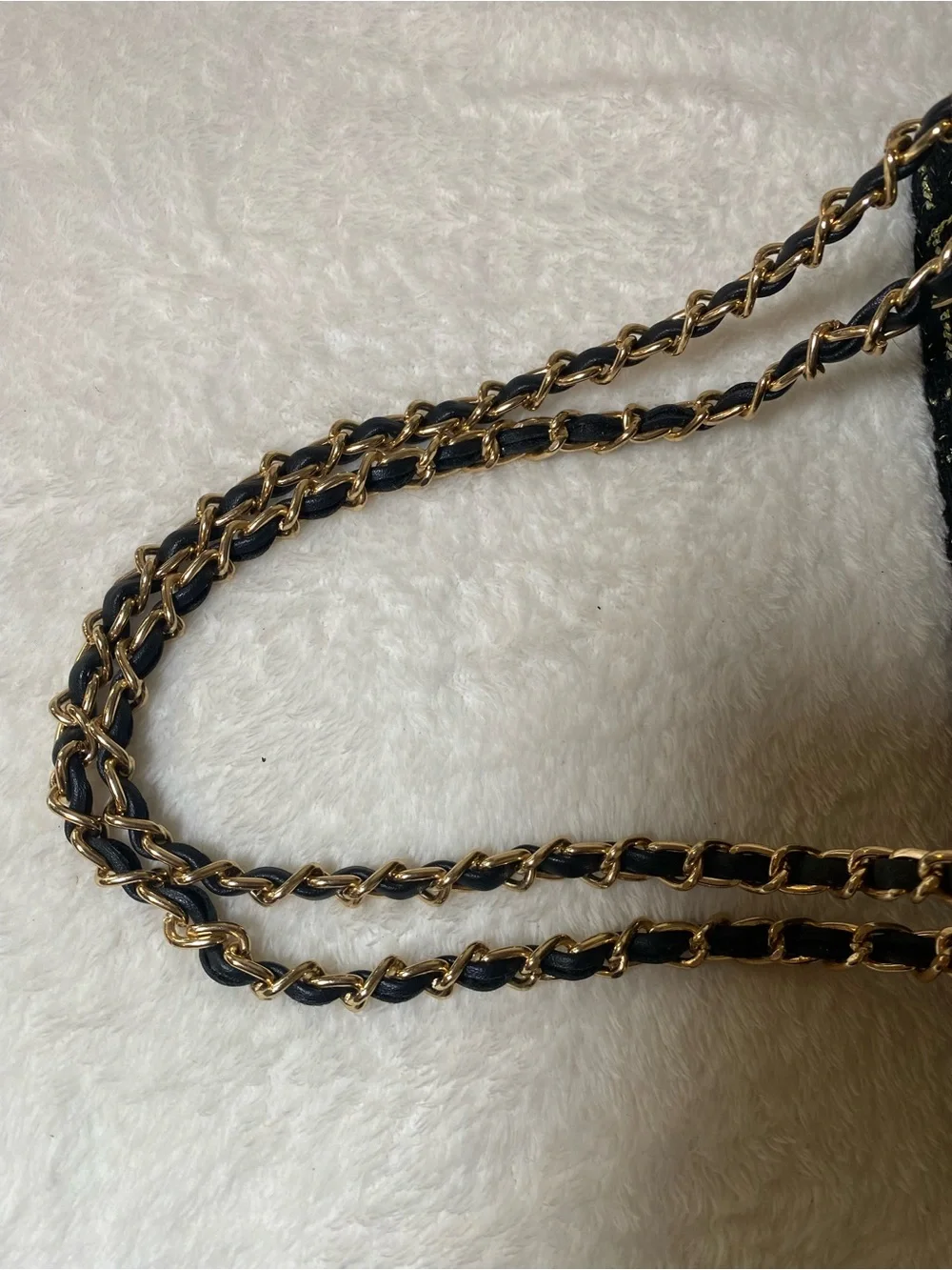 Badgley Mischka Black and Gold Tara Tweed Chain Crossbody and Wallet Set NWT